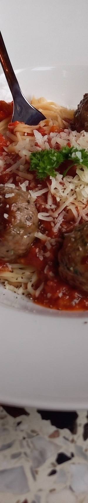 verse pasta met tomaten saus en gehaktbal