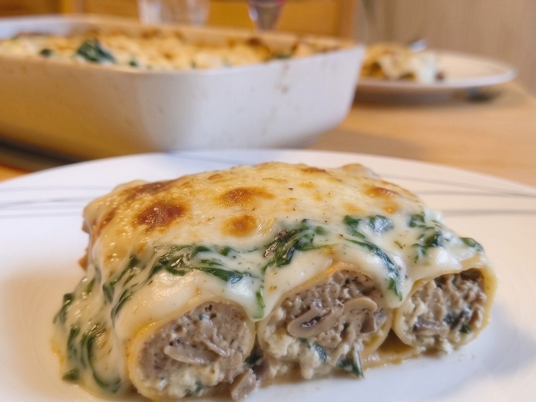 Verse canneloni met truffel, duo van paddenstoel en spinazie 2 pers.