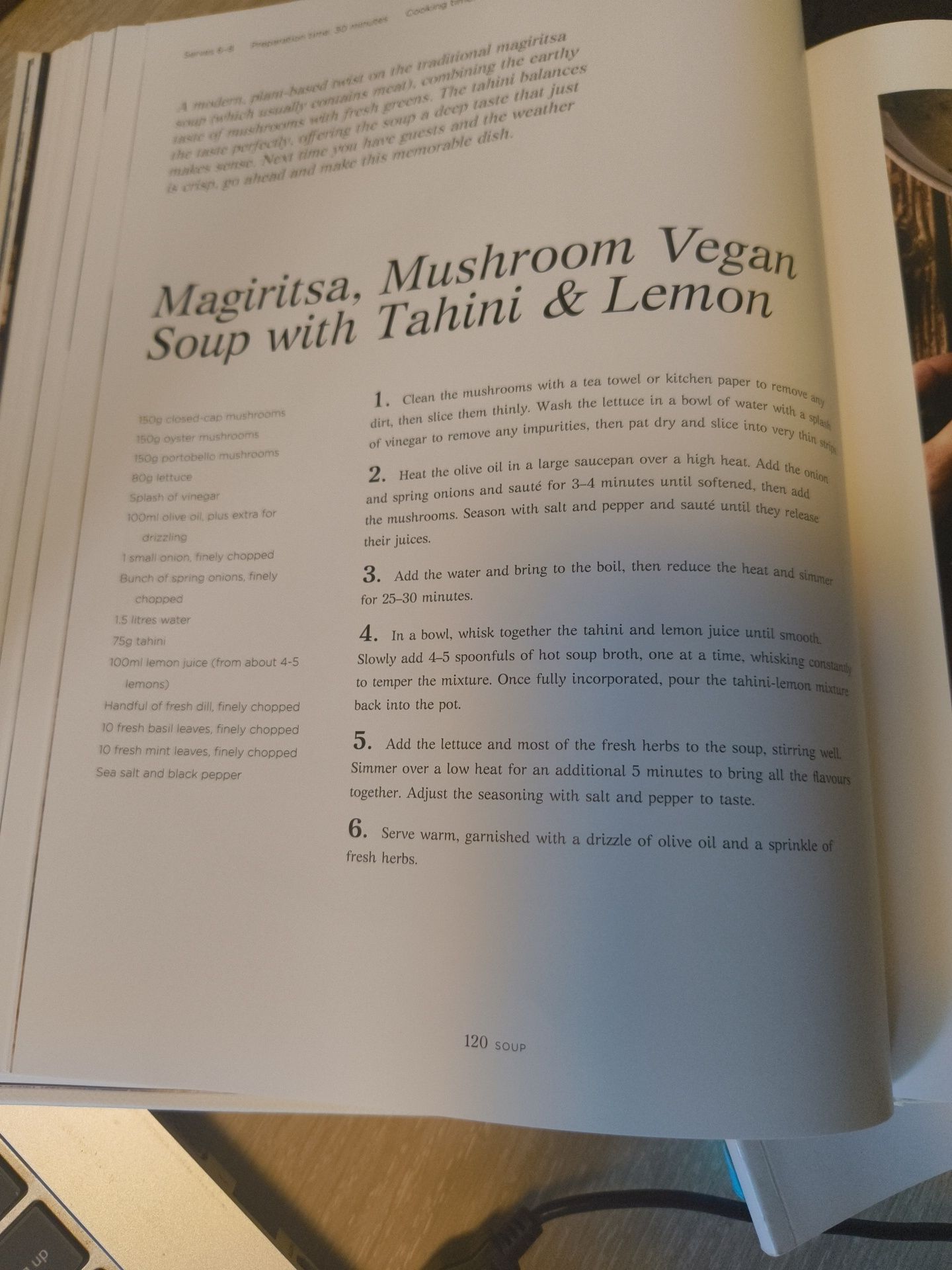 Magiritsa, Mushroom Vegan Soup with Tahini & Lemon